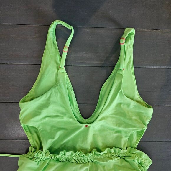 Red Carter Women's Lime Green Ruffle Cutout Side One Piece Swimsuit - Picture 8 of 11